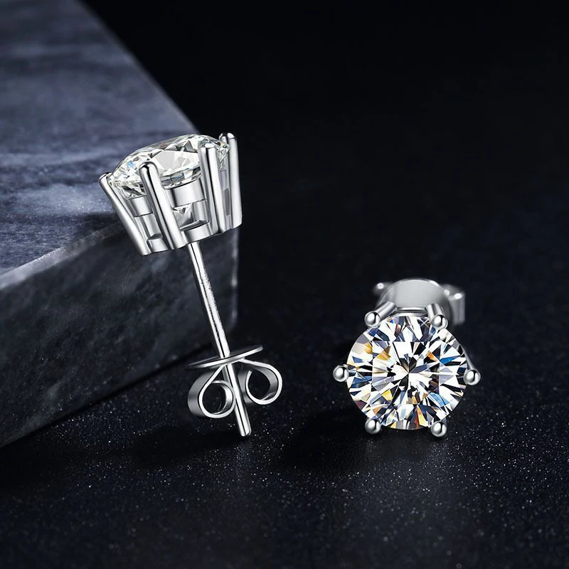 Customized GRA Moissanite Stud Earrings D Color 925 Sterling Silver 4Prong Diamond Earrings For Women Wedding Fine Jewelry