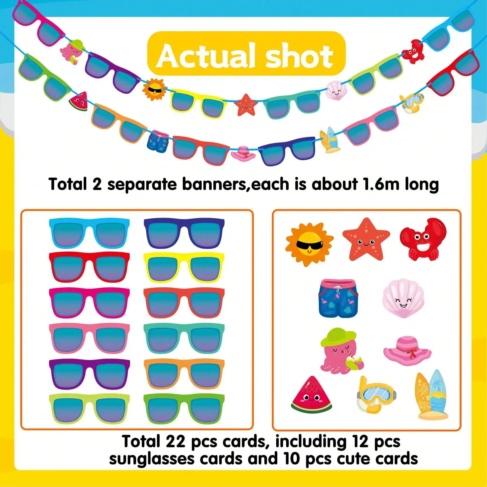

Hot-Selling Cool And Stylish Summer Glasses, Cute Banner, Hawaiian Beach Party And Ball Decorations CO7H