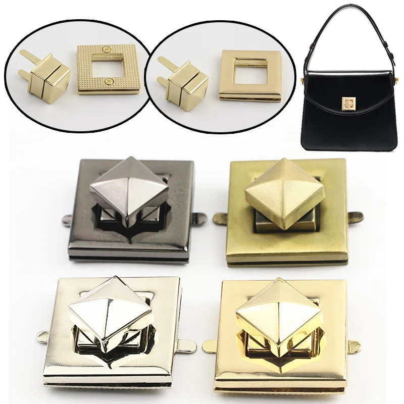 Rectangular Metal Press Push Lock Bag Briefcase Spring Lock Snap Decorative Clasps Closure Leather Craft DIY Hardware Accessory