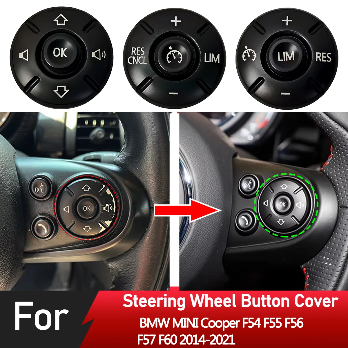 Многофункциональный круиз-контроль на руле, регулировка громкости для BMW MINI Cooper Countryman F54 F55 F56 F57 F60 14-21, крышка кнопки регулировки Многофункциональный круиз-контроль на руле, регулировка громкости для BMW MINI Cooper Countryman F54 F55 F56 F57 F60 14-21, крышка кнопки регулировки
