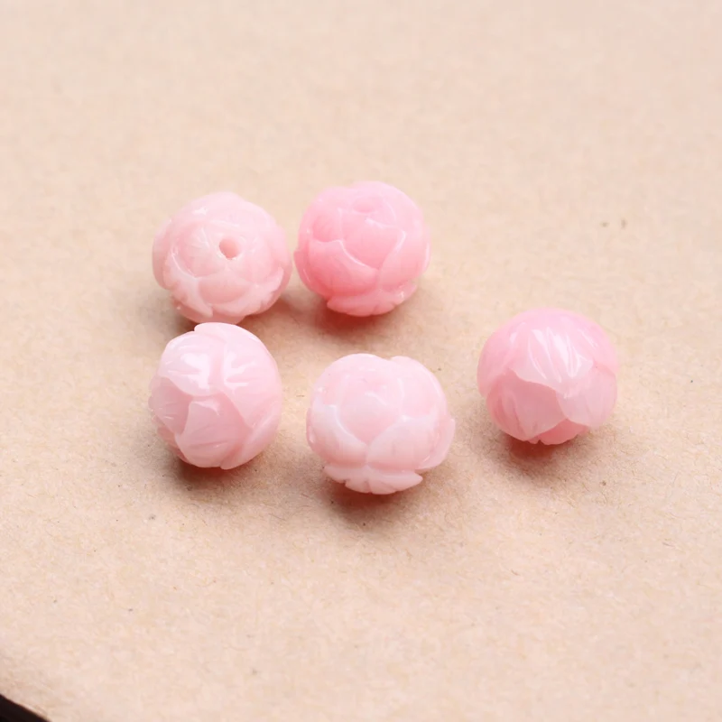 10mm Geschnitzte Lotus-Perlen Künstliche Korallenblumen Mehrfarbig für Schmuck Armband Halskette Herstellung DIY Handwerk Lose Perlen – Detail 1