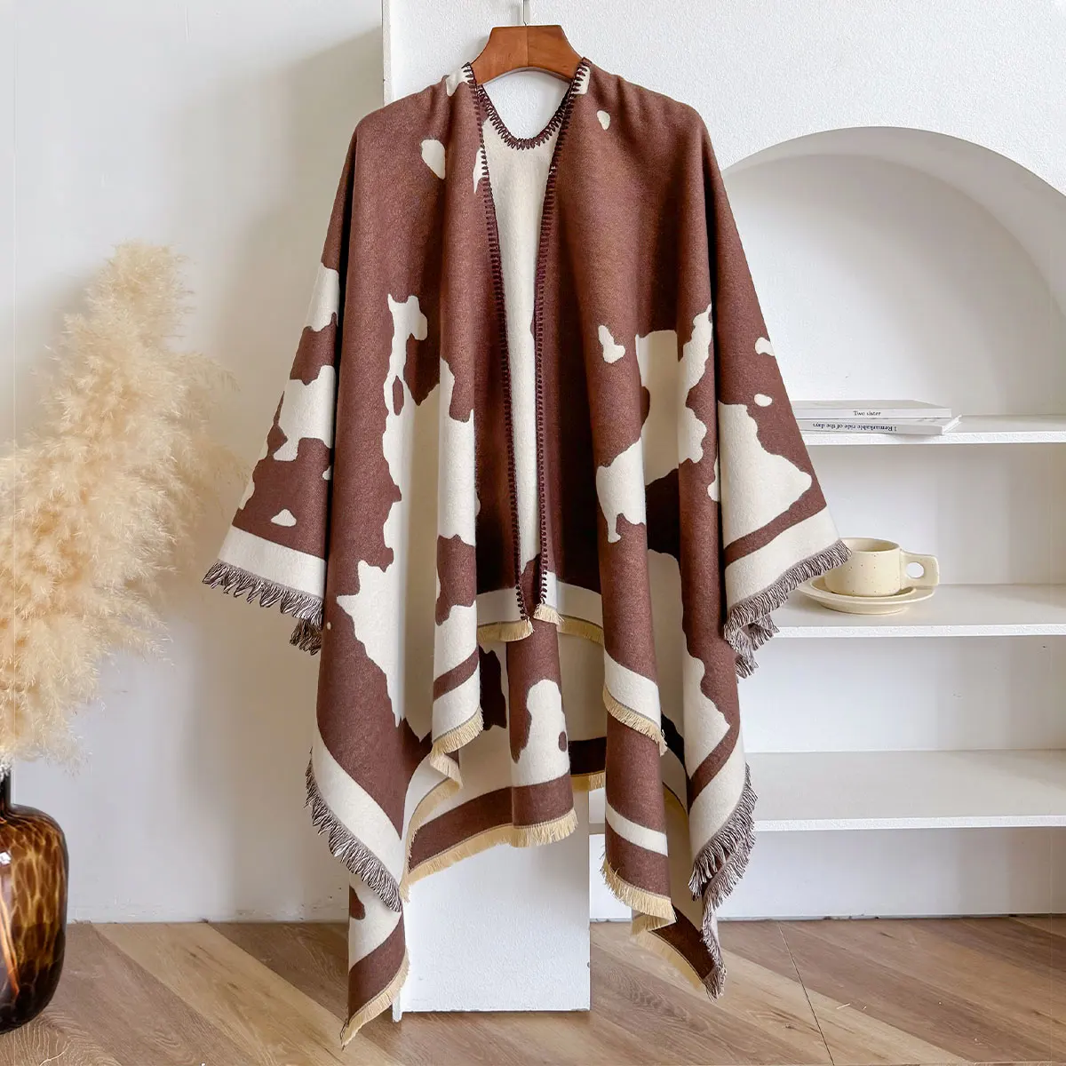 Luxus Marke Imitation Kaschmir Frauen Spot Karte Schal Winter Warme Schal und Bandana Pashmina Weiblich Foulard Dicke Decke Poncho