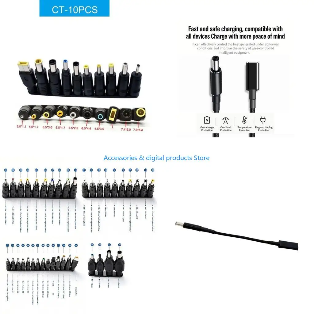 77JD High Power PD100W Laptop Charging Cable Includes Various Connectors Option For Different Devices 15CM