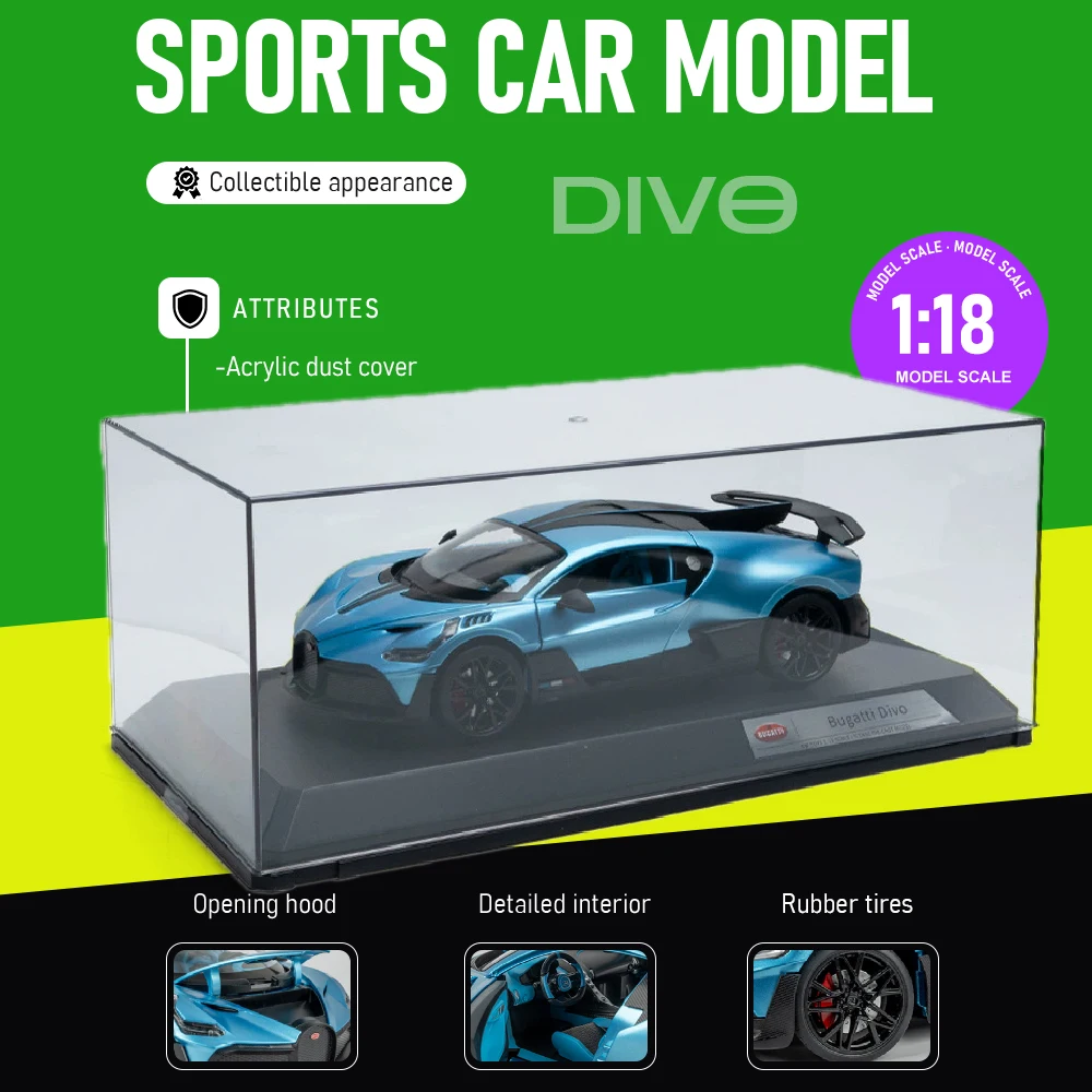 

1:18 750S Valkyrie Alloy Diecast Cars Models Toys Series Divo Miniature Sports Car Doors Opened Model Vehicles Collectible Item