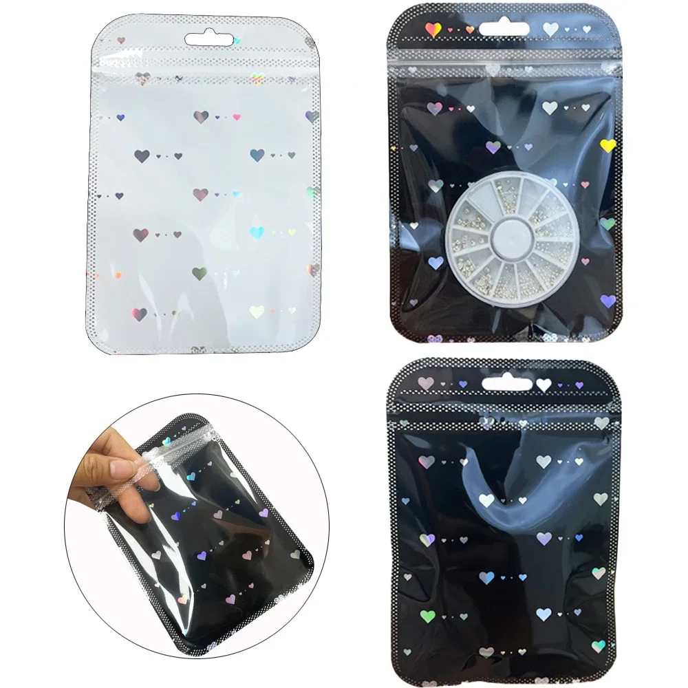 50pcs Bags Resealable Opp Bags Holographic Laser Color Plastic Pouch for Jewelry Display Packaging Storage Bag 7*12cm