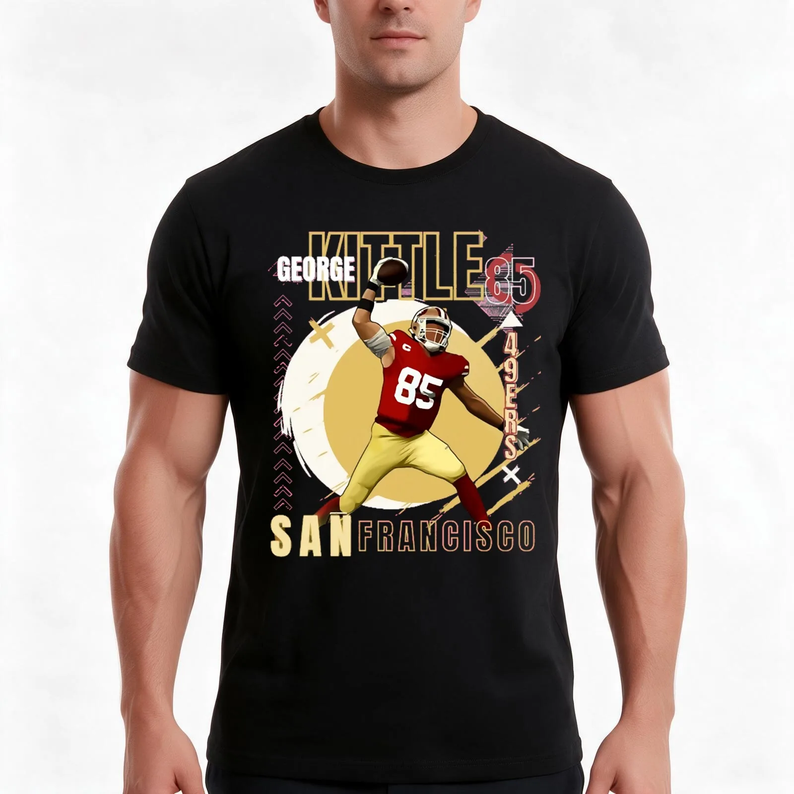 George Krieger sport Kittle the heart of 49ers poster T-Shirt Summer Casual Cotton Tee Oversized Streetwear Tops 100% Cotton