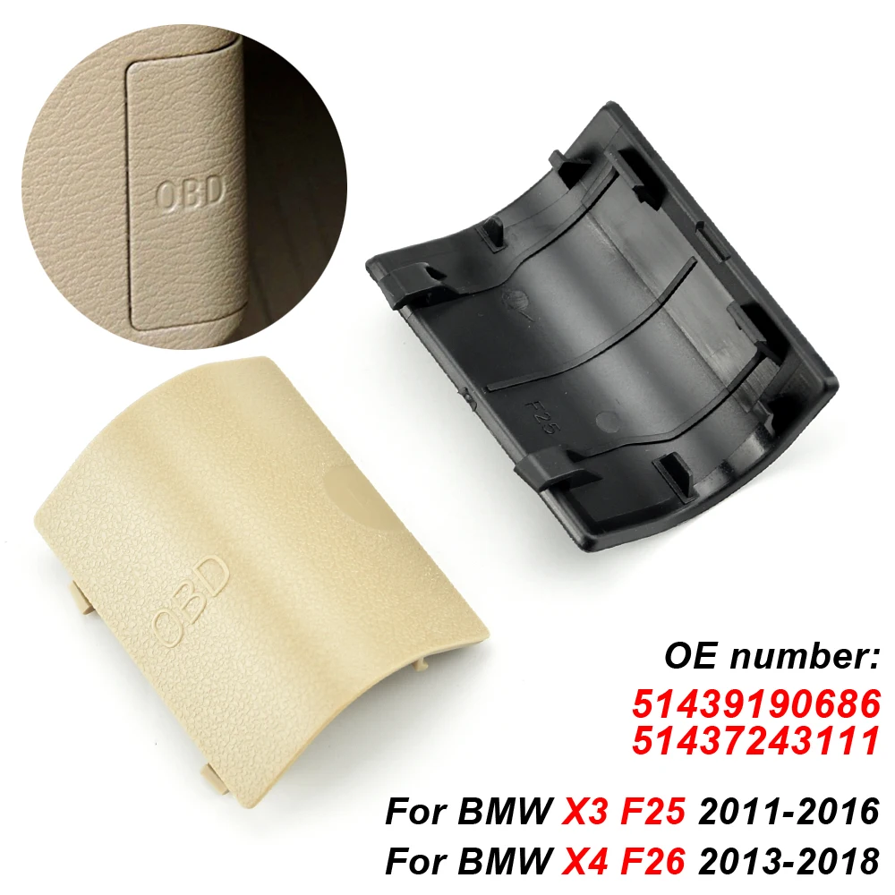 For BMW F25 X3 F26 X4 Protective OBD Plug Cover Kick Panel Trim Cap Shell Casing Diagnostic 51439190686 51437243111