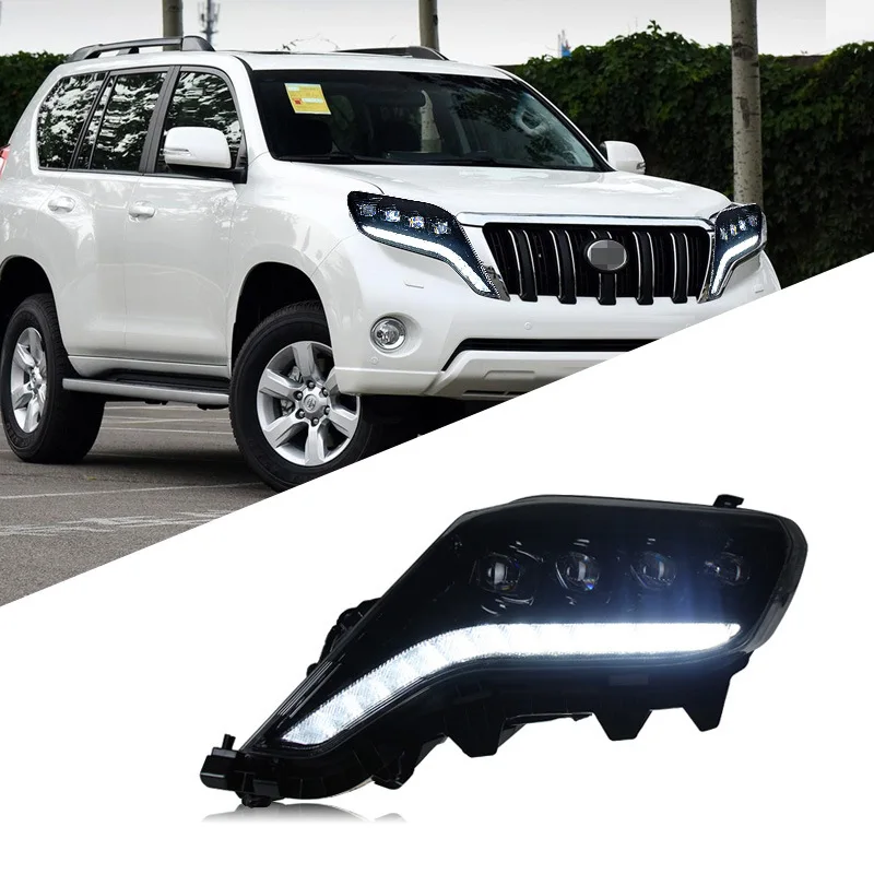 

Suitable for New domineering headlight assembly Prado modified horse racing LED daytime running light crystal lens streamer stee