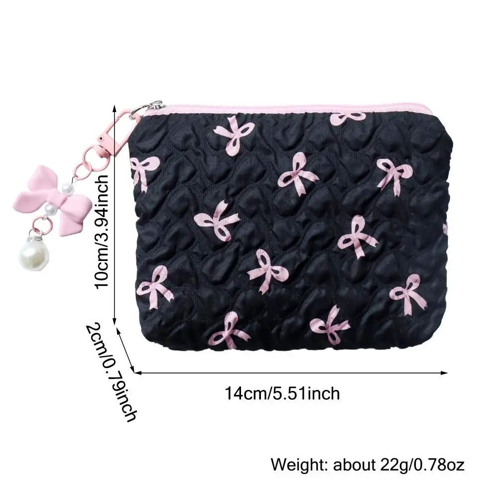 Tas Rias Katun untuk Wanita Tas Kosmetik Perjalanan Berlapis Organizer Rias Anak Perempuan Kantong Rias Busur Kecil Portabel