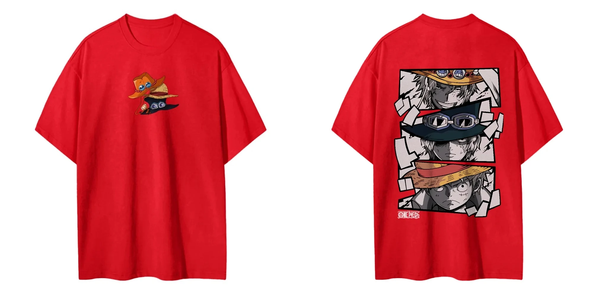 2026 New Hot Summer One Piece Men's Women's T-shirt Monkey D. Luffy Portgas D. Ace Sabo Anime  Spring Boy's Parent-child Outfits