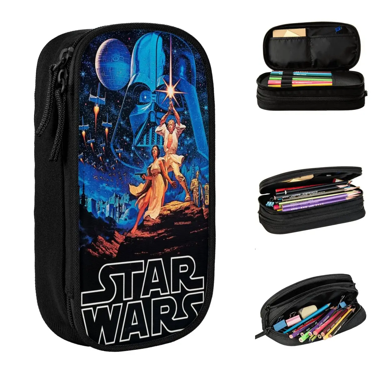 Cute Star Wars Movie Gifts Pencil Cases for Kids Fight to the Finish Pencilcases for Girl Boy Pen Bags For Students School