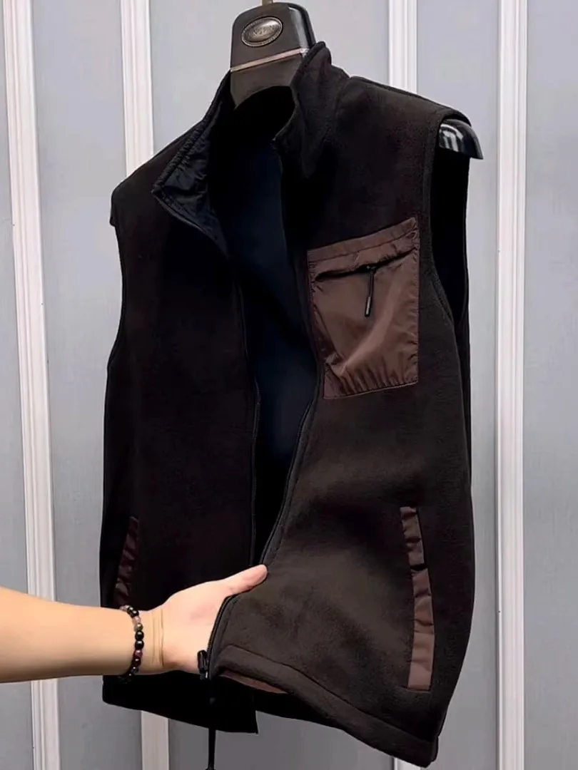 

Двусторонний жилет с воротником-стойкой и подплечниками, высокое качество, индивидуальный дизайн, новая осенне-зимняя модная тенденция, молодежный крой.
