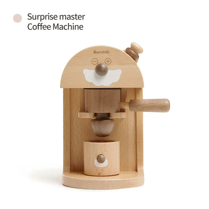 Hot Sale baby wood toy Cooking Kitchen Toys Wooden Pretend Play Coffee Machine Toy Cooking Utensils Set Wooden Kitchen Set Toys