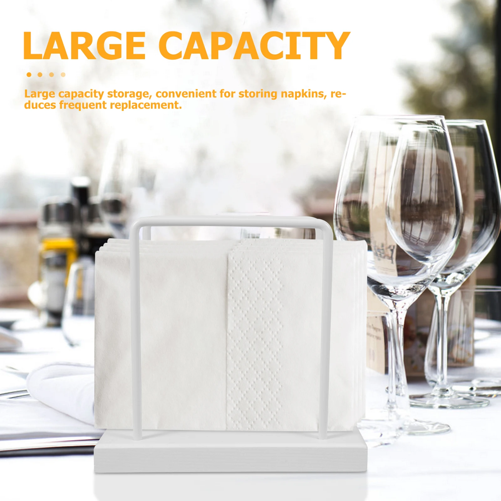 

Paper Towel Stand Napkin Holder Decorative Countertop Wrought Iron Wood Base Multifunctional Metal Frame Home Kitchen