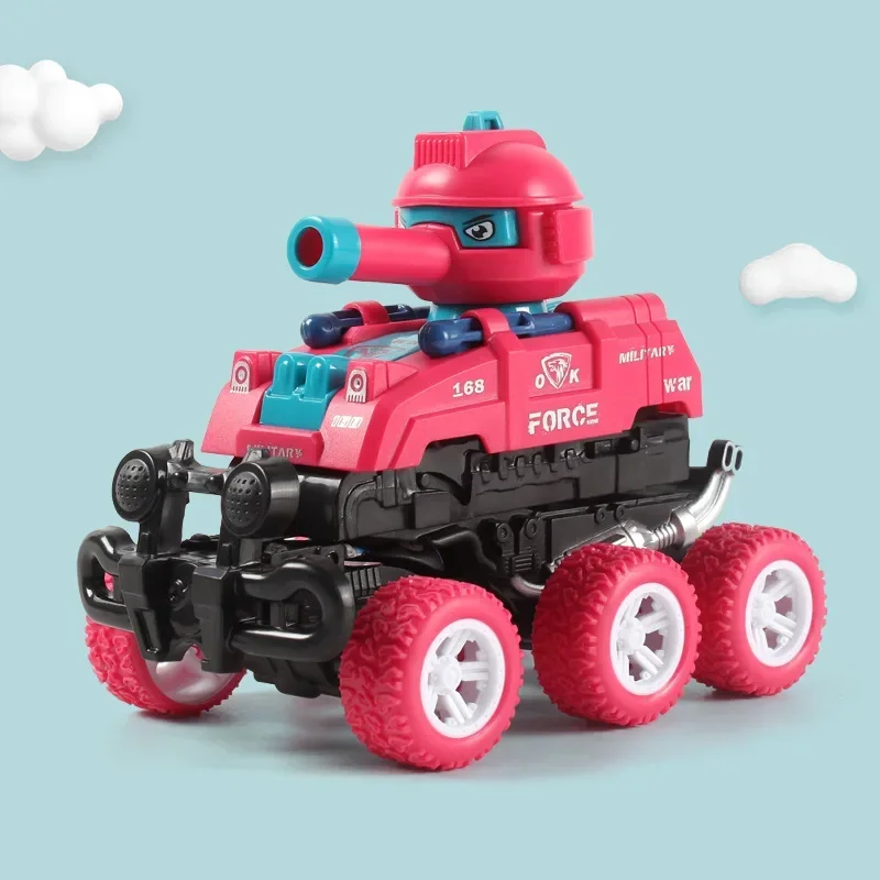 Collision tank vehicle with two forms of deformation, six wheeled inertial tank off-road vehicle toy