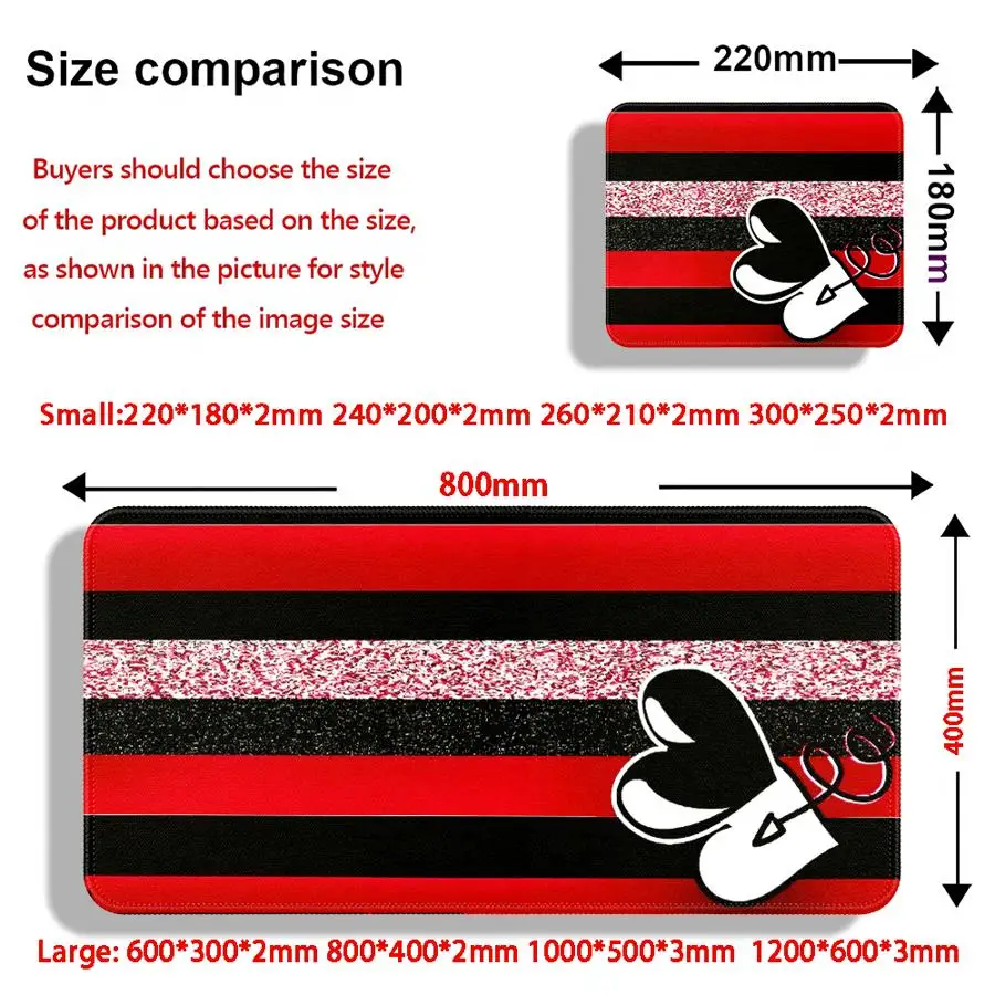 Striped Heart Motif overlock Mouse Pad Desk accessories office Pad Keyboard Mouse Pad Computer Laptop Pad Game Console Pad