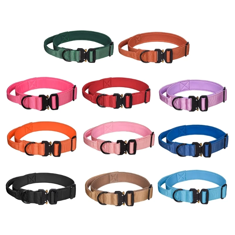 Adjustable Dog Collar with Sturdy Nylon Handle, Heavy Duty for Dog Training, Keep Your Pet Safe Breathable Material, D0AD