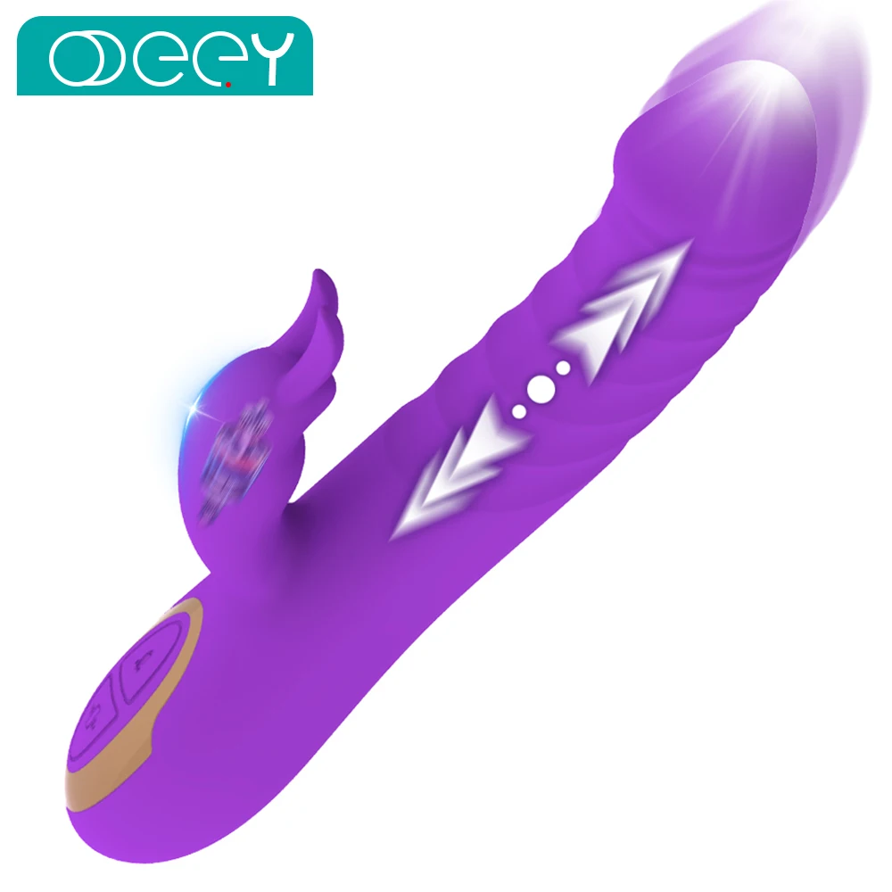 Thrusting Dildo Rabbit Vibrator for Women Powerful Vagina G Spot Telescopic Stimulator Female Clit Masturbator Sex Toy for Adult