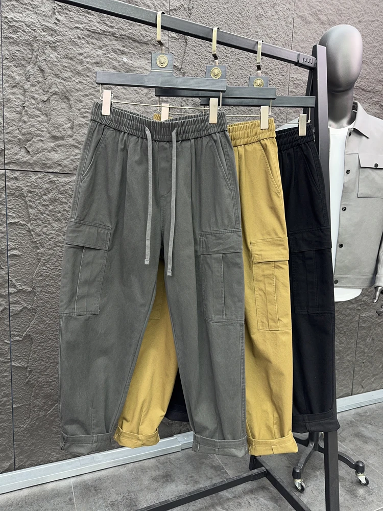 

Svip Men's Comfortable Cotton Work Pants Spring Faion Wide Leg Trousers Casual American Sle Multi ket Straight Cut