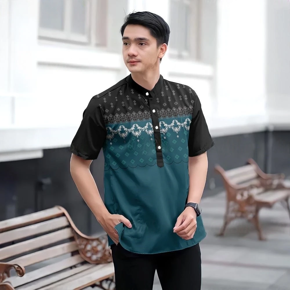 Malaysian Cocoa Shirt Modern Style Men Batik Short Sleeve Shirt Eid Shirt 2025 Kurta Shirt Made Quality Fabric Top KOKO MEN