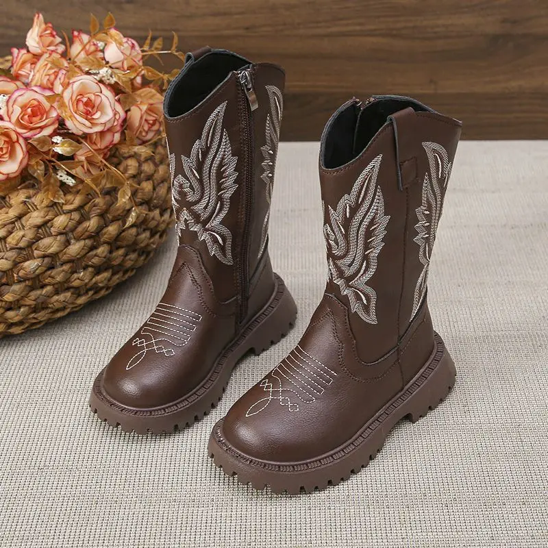 

Girls Vintage Embroidery Knee High Performance Boots 2026 Autumn Winter New Warm Kids Fashion Boots​