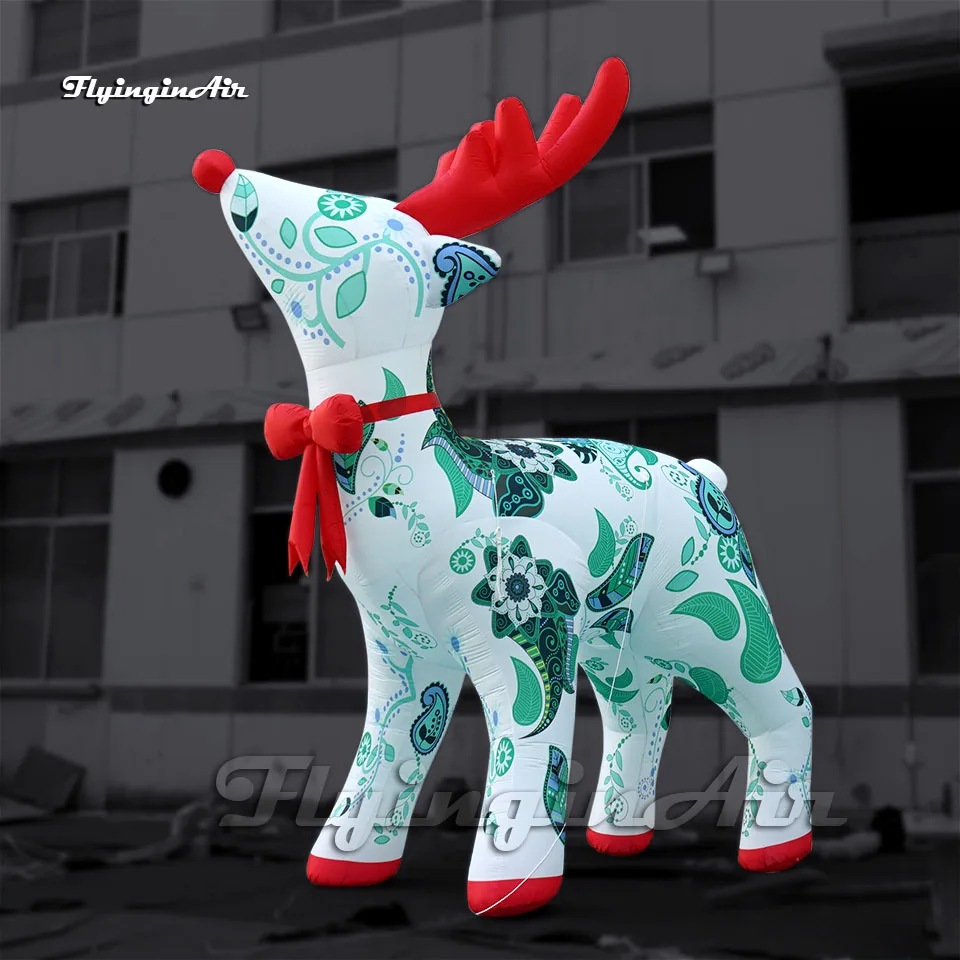 6m Outdoor Giant Inflatable Reindeer Christmas Cartoon Animal White Air Blow Up Rudolph For Winter Decoration