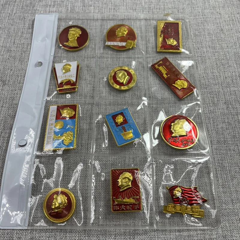 Red Nostalgic Collection Badge Cultural Revolution Chairman Mao Badge Collection 12 Pieces a Mao Zedong Commemorative Medal Badg