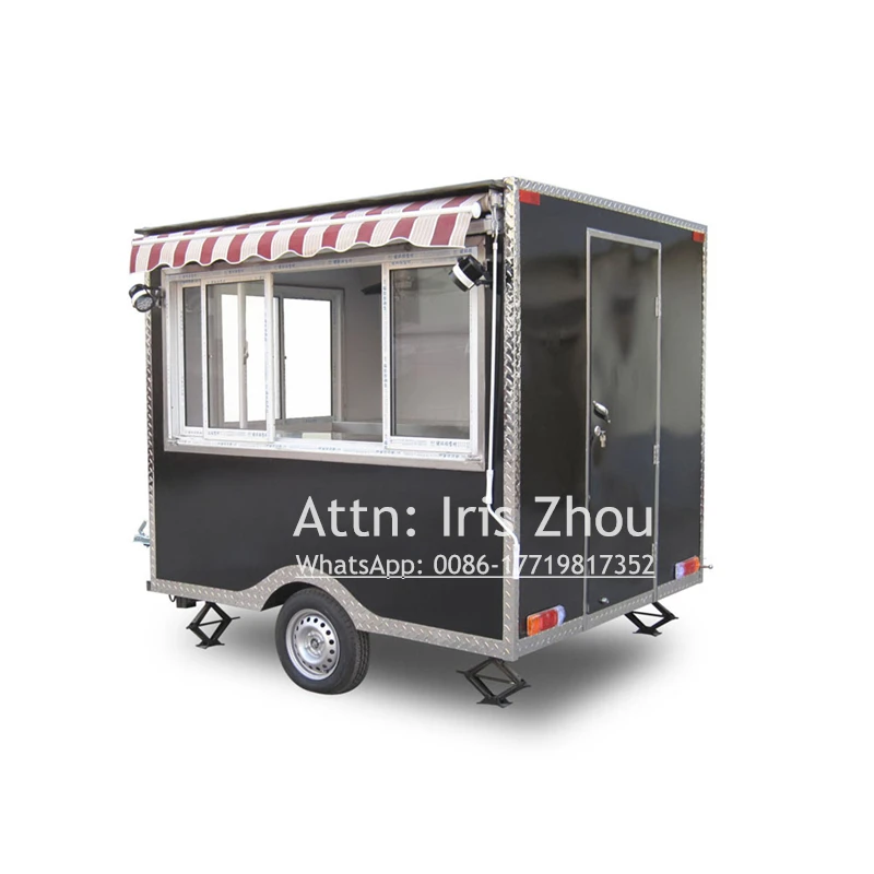 Towable 2.5m Street Mobile Kitchen Outdoor Mobile Food Trailer with Canopy