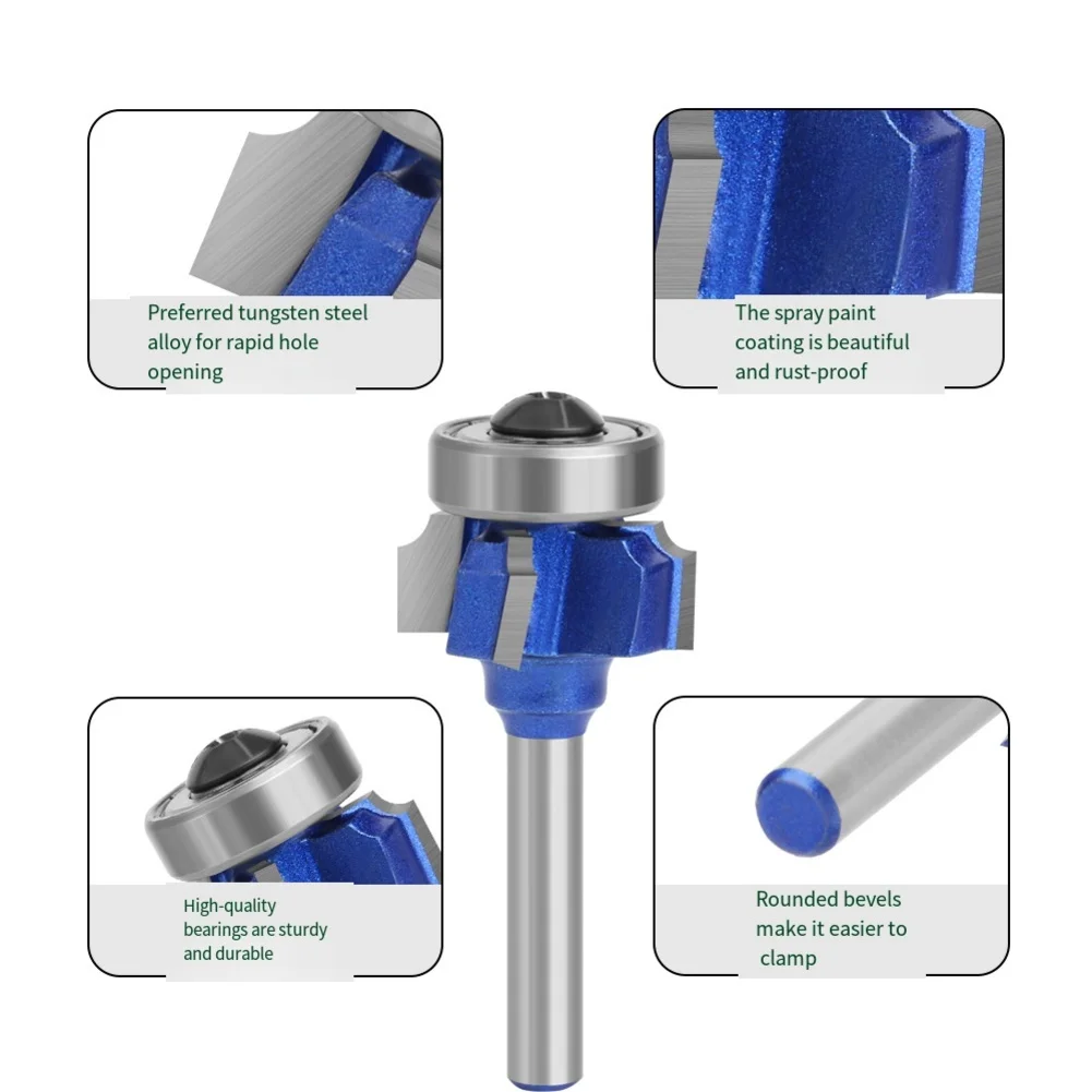 6/8 MM 1/4 Schaft 4 Ecke Router Bit R1 R2 R3 Trim Einfassung Holzbearbeitung Bit Für Holz schneiden Werkzeuge Zubehör