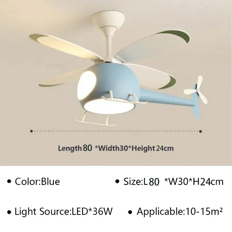 Cartoon Plafondlampen voor Kamer Helikopter Fan Kroonluchter voor Kinderslaapkamer Indoor Led Verlichting Armatuur Glans Huishoudapparaat