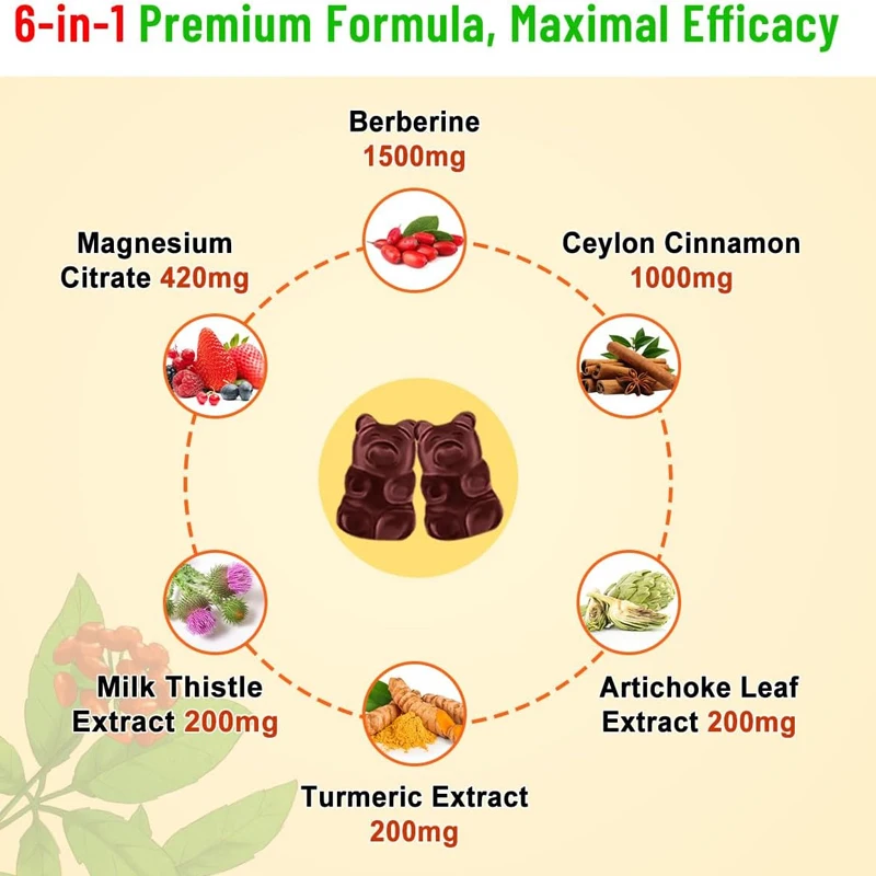 Berberine gummies are sugar free, while Orange Berberine HCL 1500mg contains Ceylon cinnamon and magnesium citrate