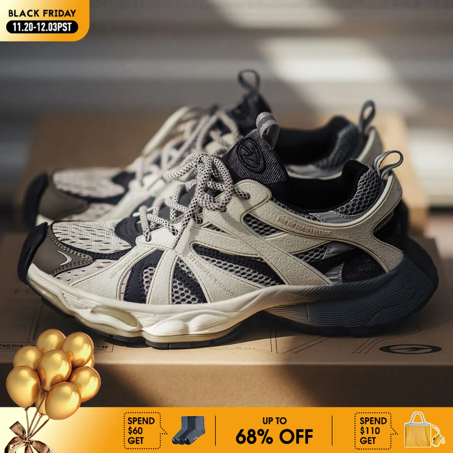 

Maden Casual Mesh Splicing Gradient Running Shoes Men's Height-increasing Platform Sneakers Chunky Sporty Shoes for Spring Fall