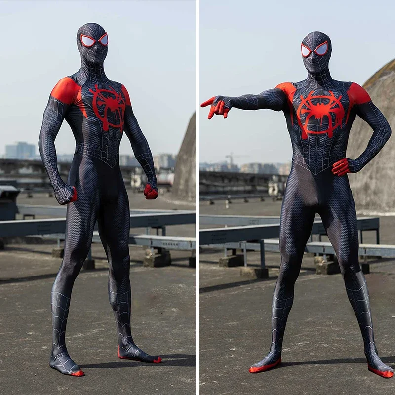 Spiderman Costume maschera Spider Man Miles Morales Cosplay tuta tuta costumi da spettacolo di natale per adulti per bambini