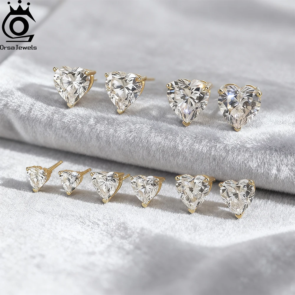 

ORSA JEWELS Серьги-гвоздики из стерлингового серебра 925 пробы, 0,5-4 карата, 8А, классические серьги-гвоздики в форме пасьянса для девочек, LZE55