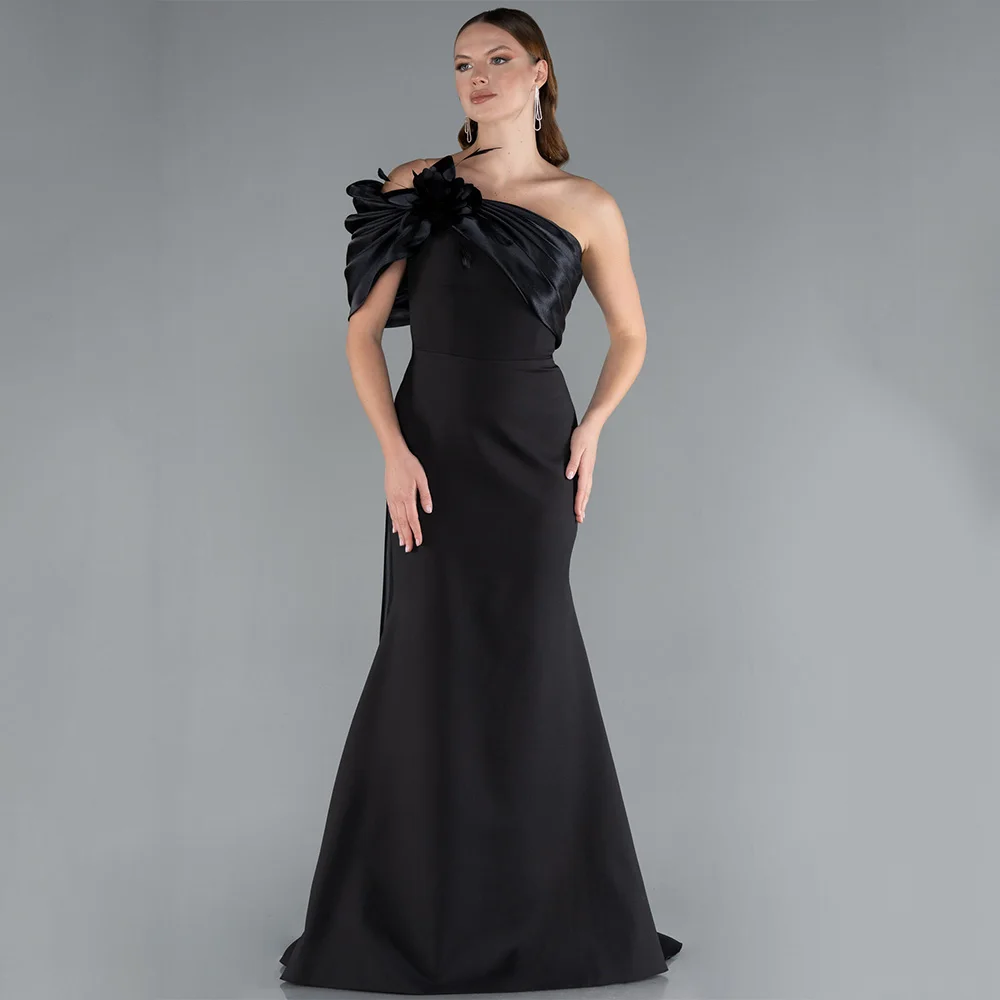 فستان سهرة كلاسيكي عالي الجودة من Dream Jersey بطول الأرض بكتف واحد للحفلات الراقصة على شكل زهرة فيستدوس دي فييستا مخصص