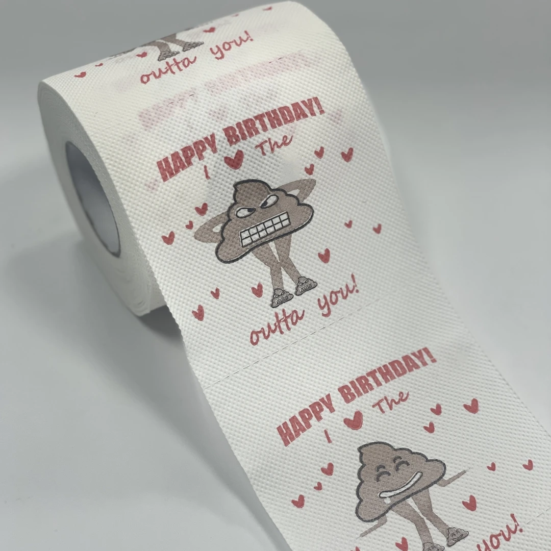 1pc, Funny Birthday Party Tissue, Valentine\'s Day Draw Paper, Premium Wood Pulp, Cartoon Poop Pattern Printed Tissue Toilet Pape