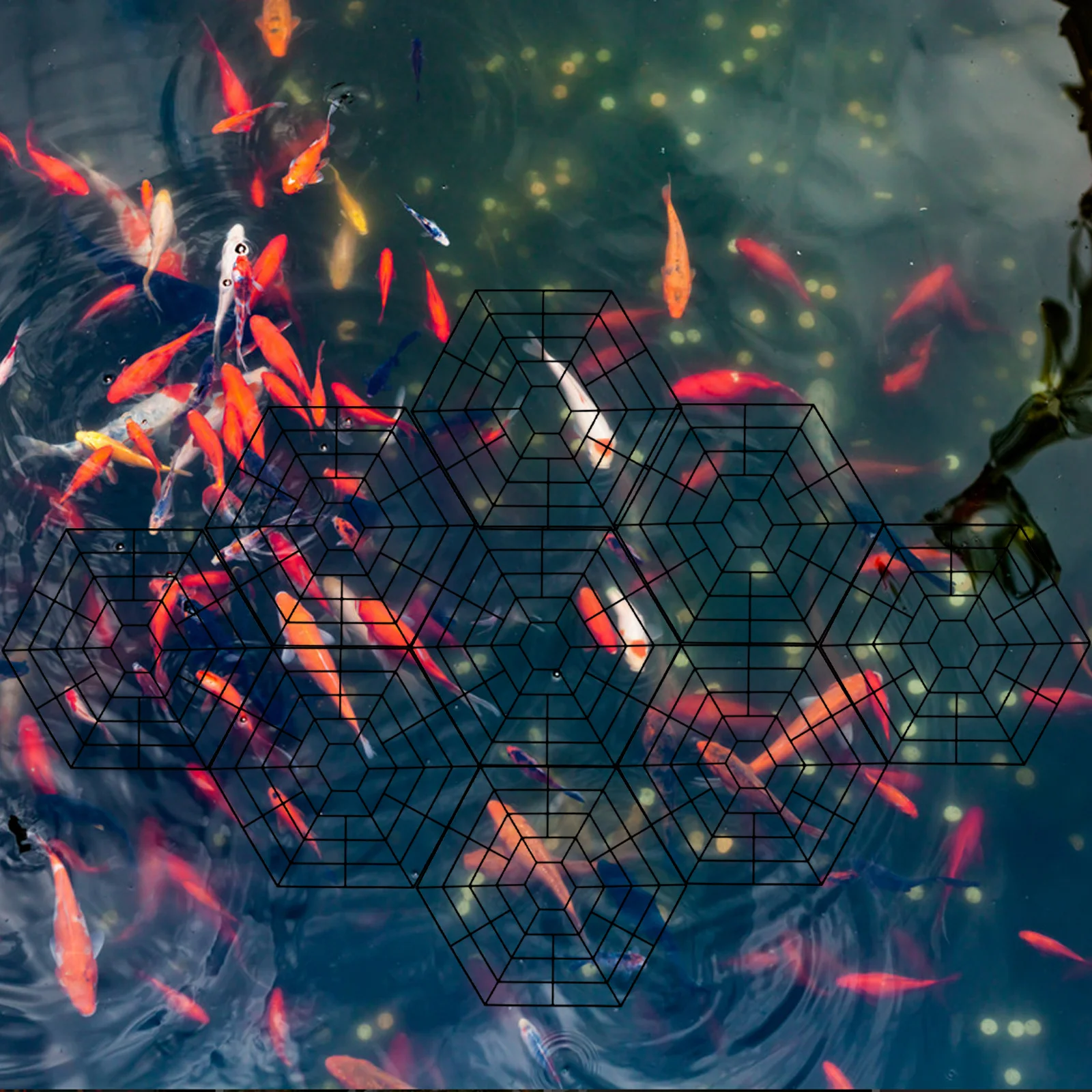 15 قطعة الحرس سداسية حماية غطاء السمك المعاوضة شبكة عائمة لبرك الأسماك في الهواء الطلق غطاء بركة بلاستيكية بركة المعاوضة بركة