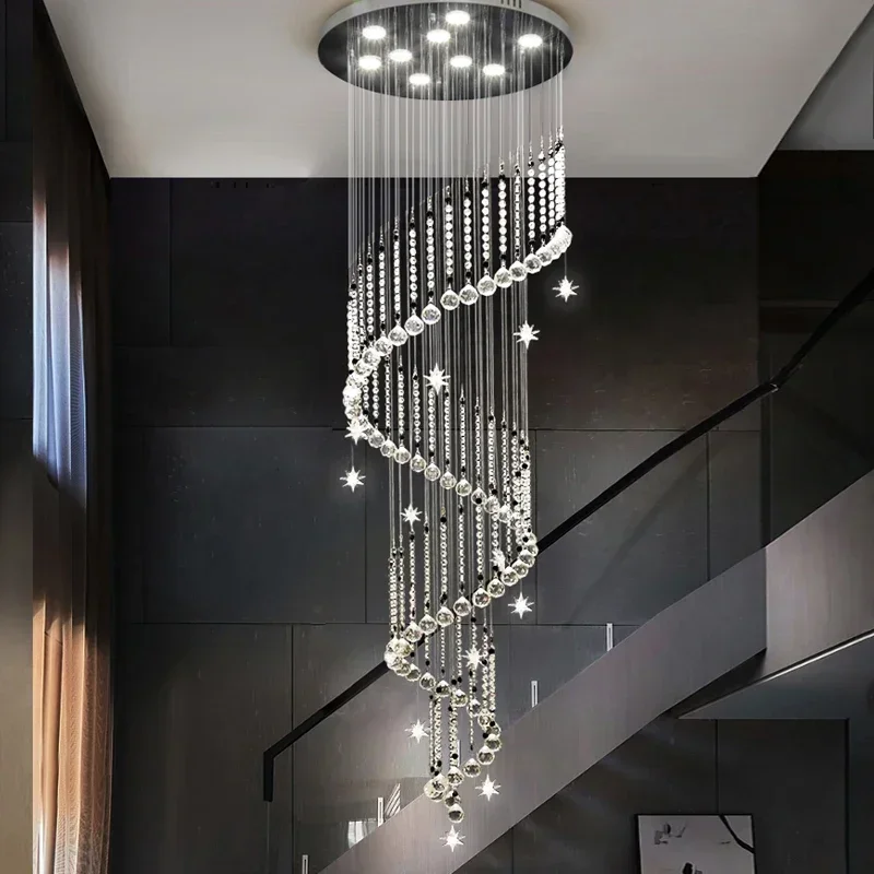 

Crystal Ball Pendant Light Spiral Staircase Ceiling Chandeliers Lustre 2025 Modern Home LED Lighting Fixture Luxury Hanging Lamp