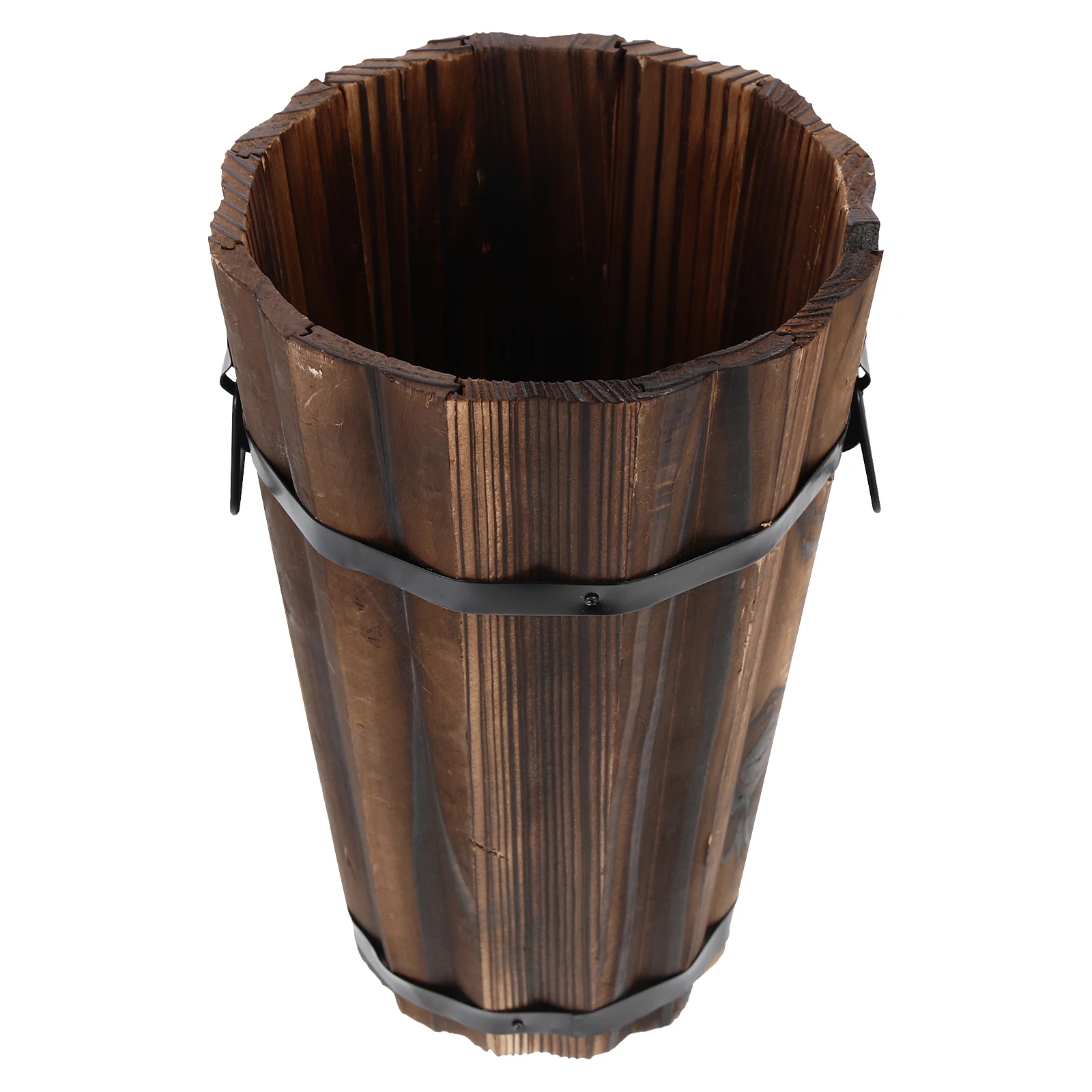 

Retro Flower Pot Wood Planter Boxes Vintage Carbonized Small Bucket Garden Outdoor Bonsai Herbs Vegetables