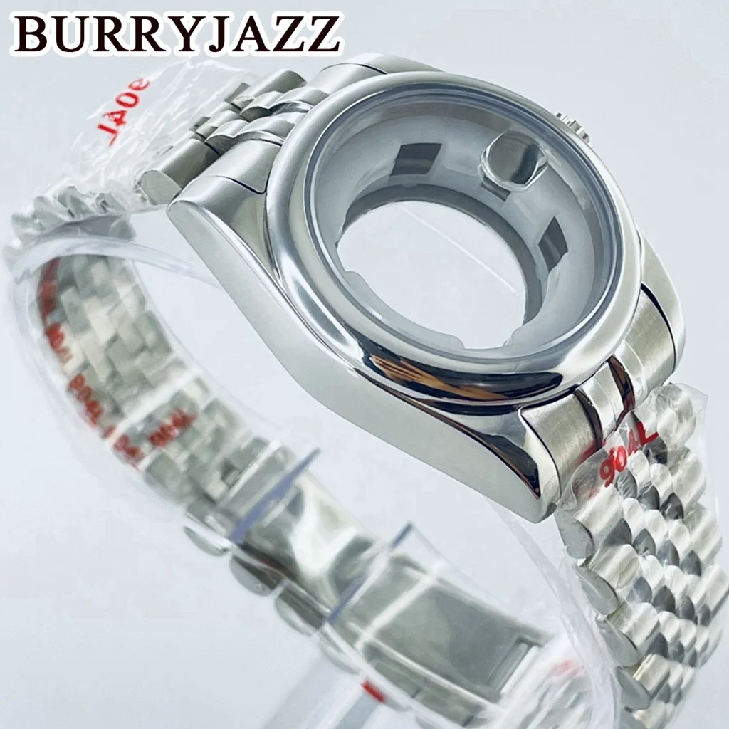 BURRYJAZZ 31mm NH05 NH06 Watch Case Silver Stainless Steel Case With Sapphire Crysta Waterproof