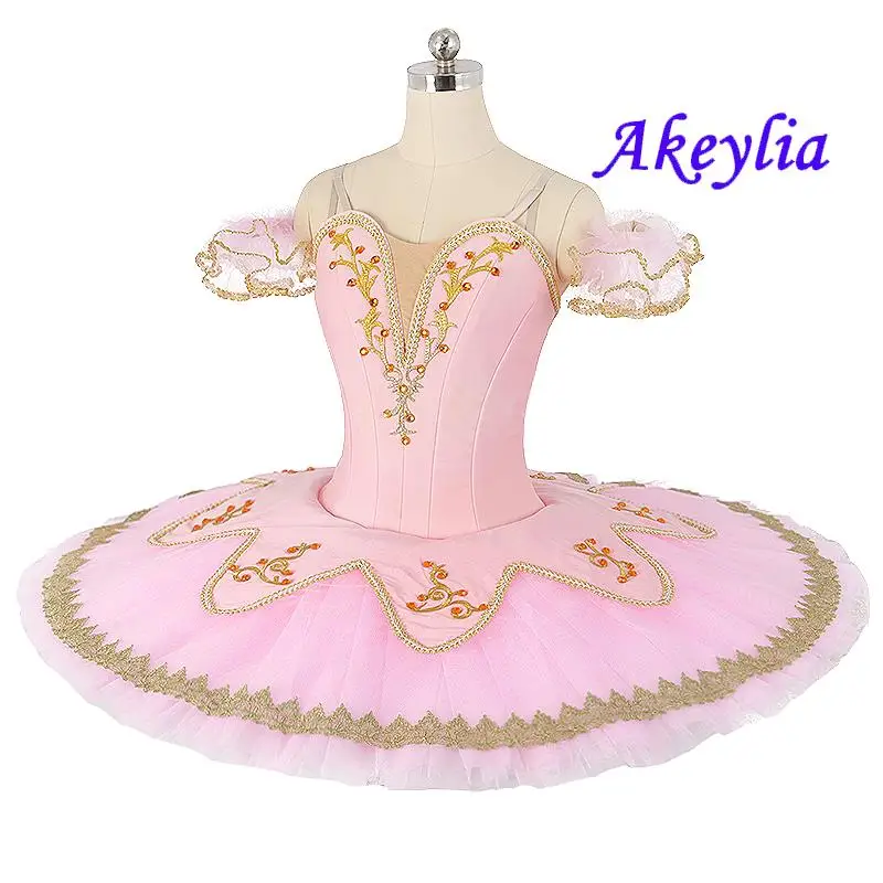 Nutcracker tutu ballet professional for girls competition classical tutu Pink gold women pancake ballet skirt performance JN0473