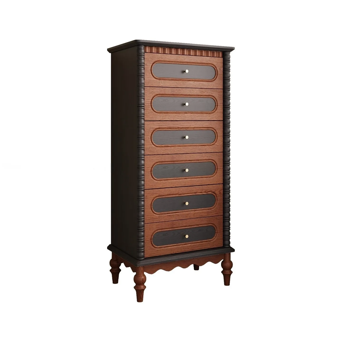 CX medieval style all solid wood, French retro style six chest cabinet ripple bedroom home storage dining side cabinet
