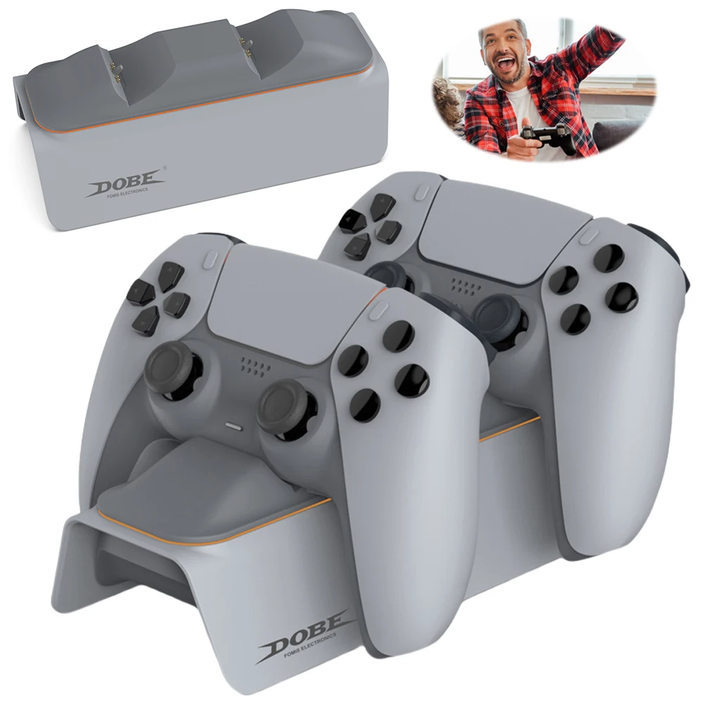

Dual Charging Station For PlayStation 5 Controller Charger Wireless Game Controller Charging Dock Stand with Light Charging