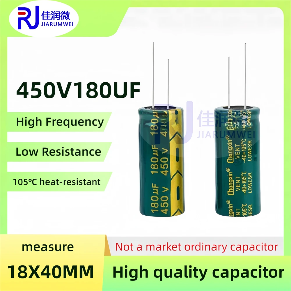 2PCS Original 450v180uf Low ESR/Impedance High Frequency 450V 180UF Aluminum Electrolytic Capacitor 450V180UF Size: 18x40MM