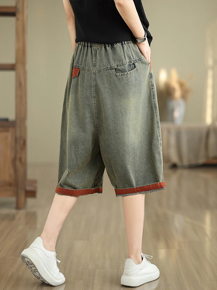 Amax luluE Summer Jeans Women Fashion Casual Denim Harem Pantalons 2025 Ladies Vintage Blue Loose Classic Elastic Waist Trousers