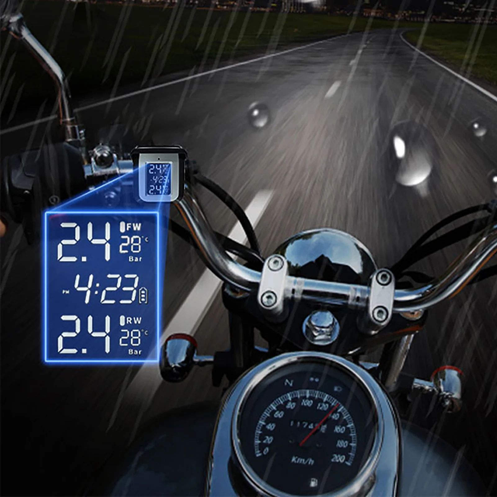 

Waterproof Motorcycle Tire Pressure Monitor Solar/USB charging Wireless Locomotive Electric Vehicle Detector High Monitoring