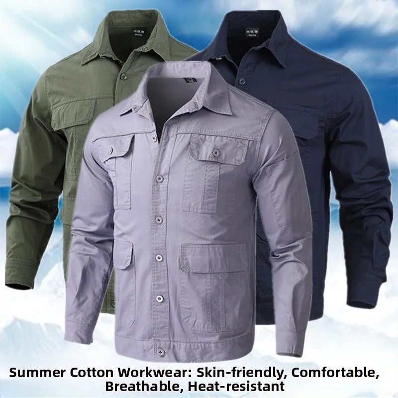 

Pure Cotton Long Sve irt Men's Workwear Summer Anti-Scald Wear Resistant W Work Clothes Labor Protection orm