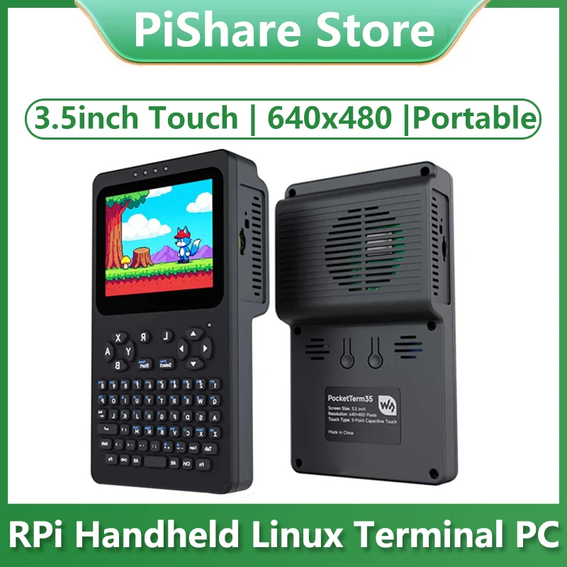 Raspberry Pi Handheld Linux Terminal 3.5inch TouchScreen 640x480 Supports Raspberry Pi 4B/5 Portable Development - view 2