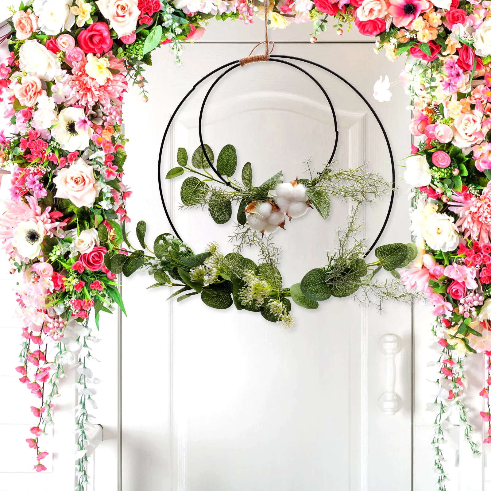 

Faux Garland Pendant Artificial Flower Wreath Decor Home Garden Office Wedding Easy Clean Lifelike Flowers Leaves Indoor