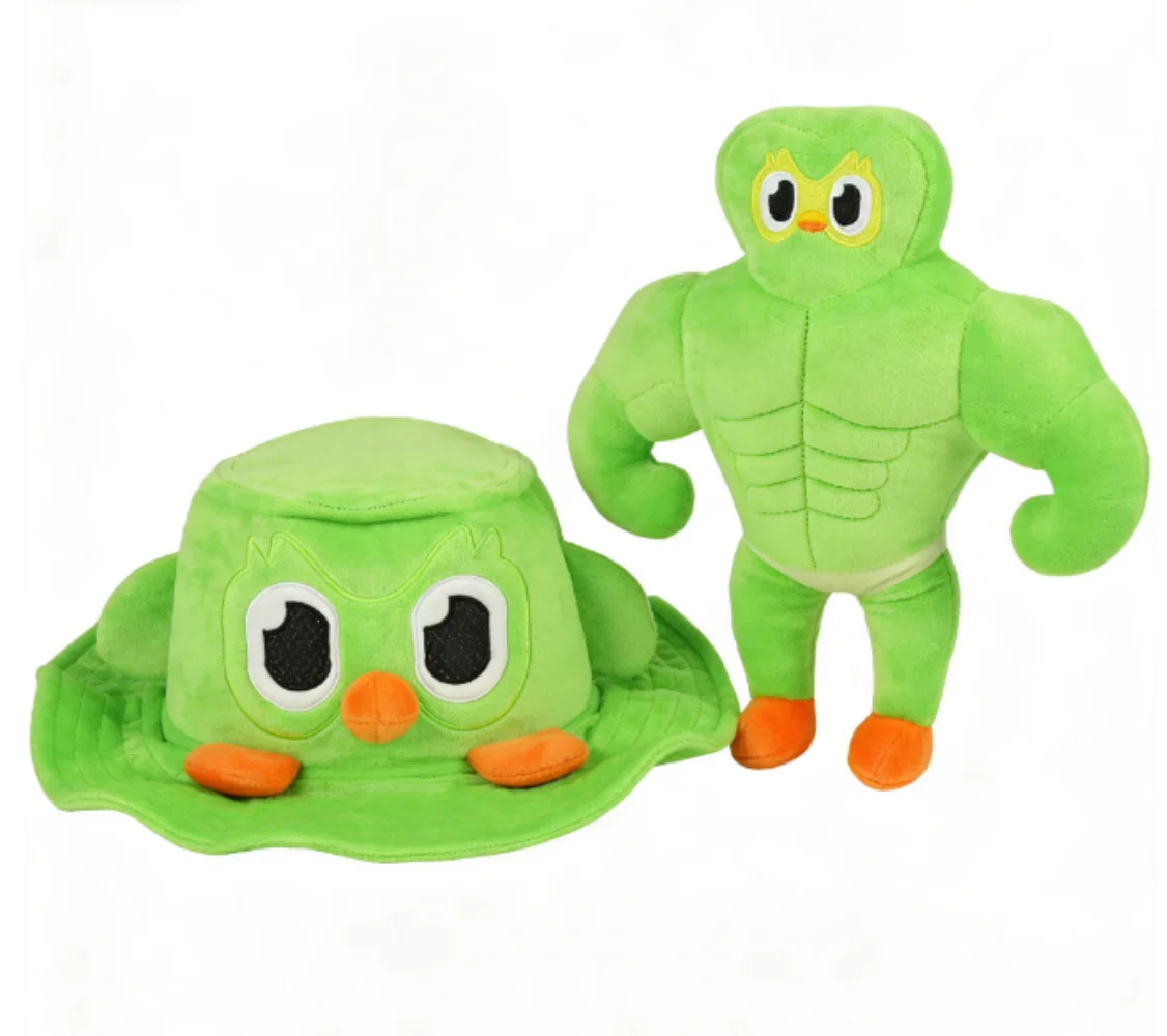 

In Stock Duolingo Buff Duo Plush Green Owl Doll Cute Anime Peripherals Toy for Kid Fan Birthday Christmas Gift